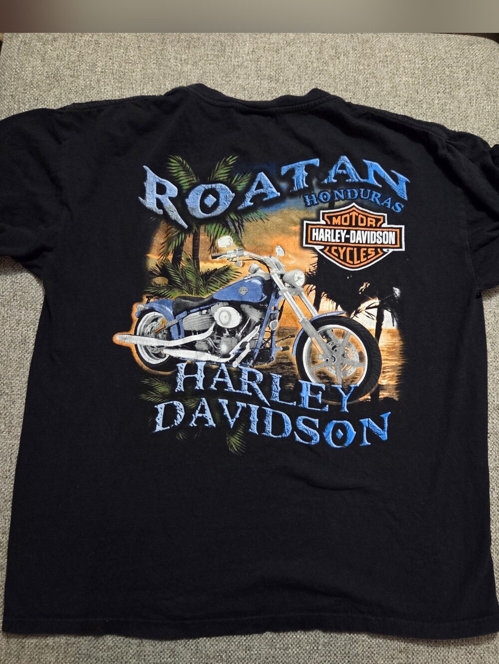 Harley Davidson Men's L Black Shirt Roatan Honduras Iguana Biker Y2K